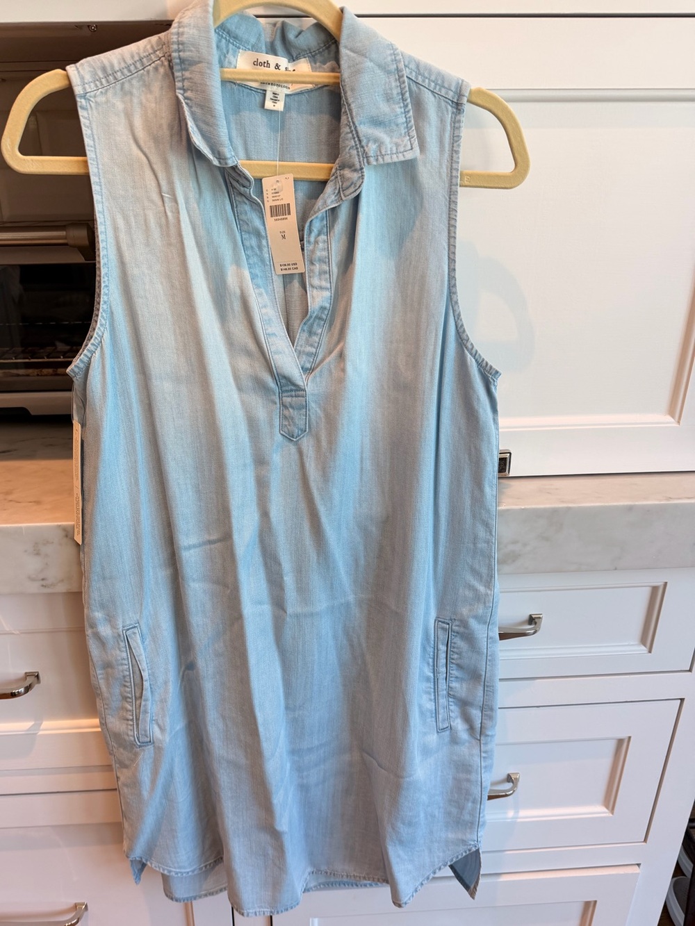 cloth & stone for Anthropologie Light Blue Denim Sleeveless Dress, M, new w/tags
